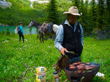 Canada horse pack trip lunch