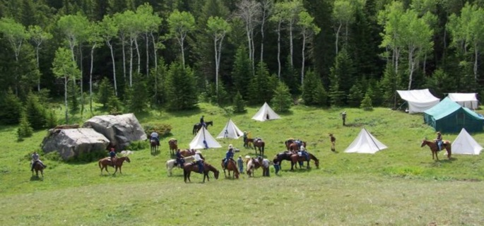 Wyoming cattle round up camping out